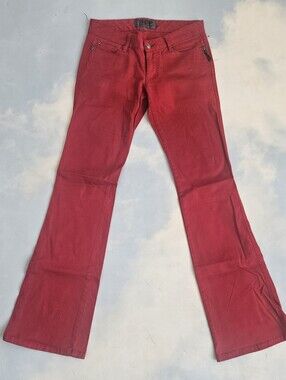 Tripp Nyc Y2k Vintage Red Flared Jeans Red Low Rise Flare Jeans Classic Red